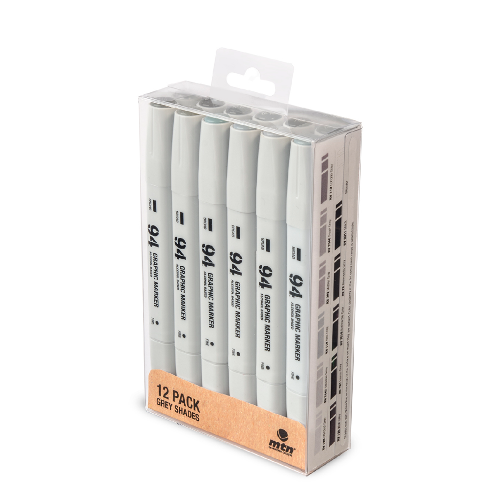 MTN 94 Graphic Marker Grey Shades Pack 12